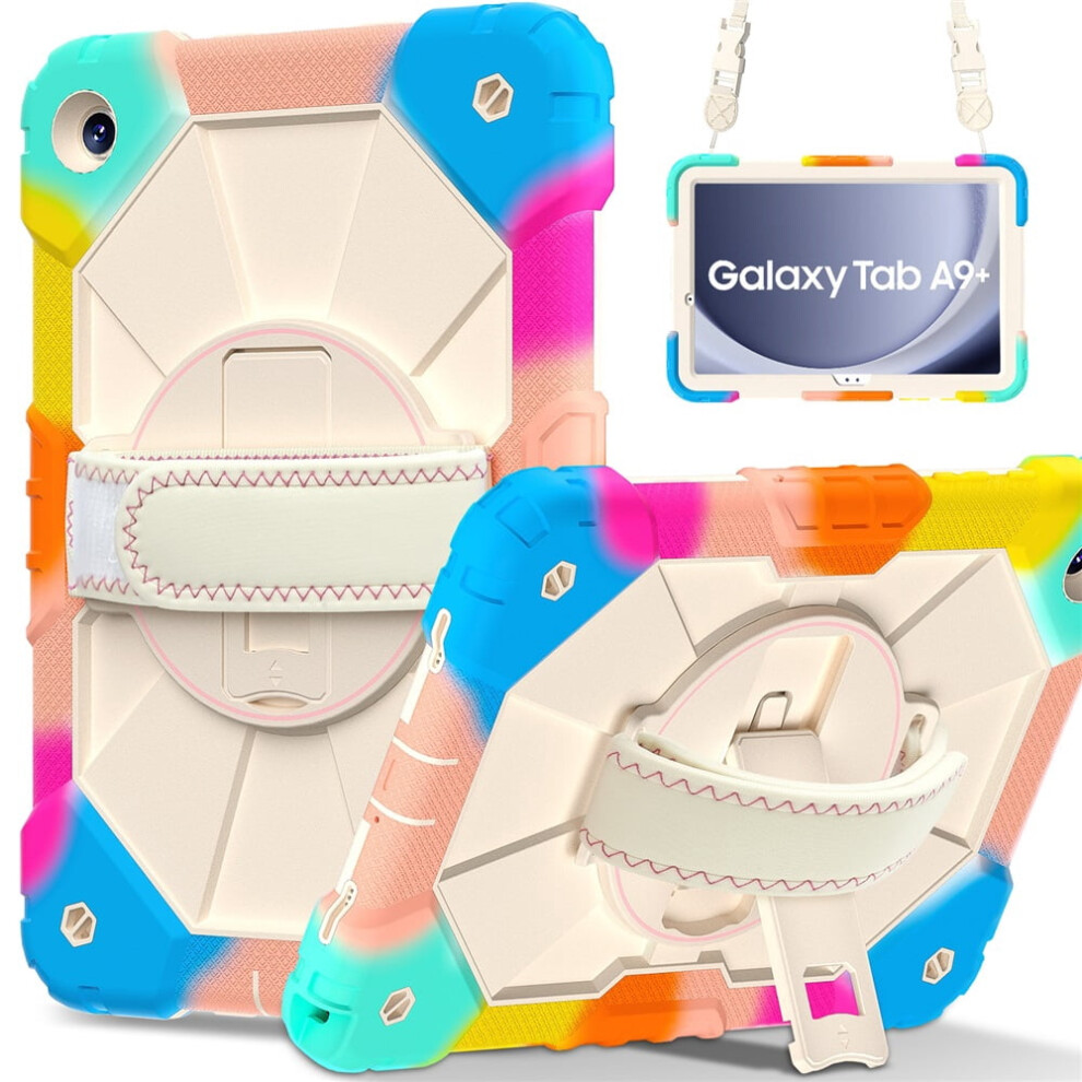 Heavy Duty Shockproof Case For Samsung Galaxy Tab A9+ Â Anti-Drop Silicone+Pc, 360 Rotating Handle, Shoulder Strap 9357860053242