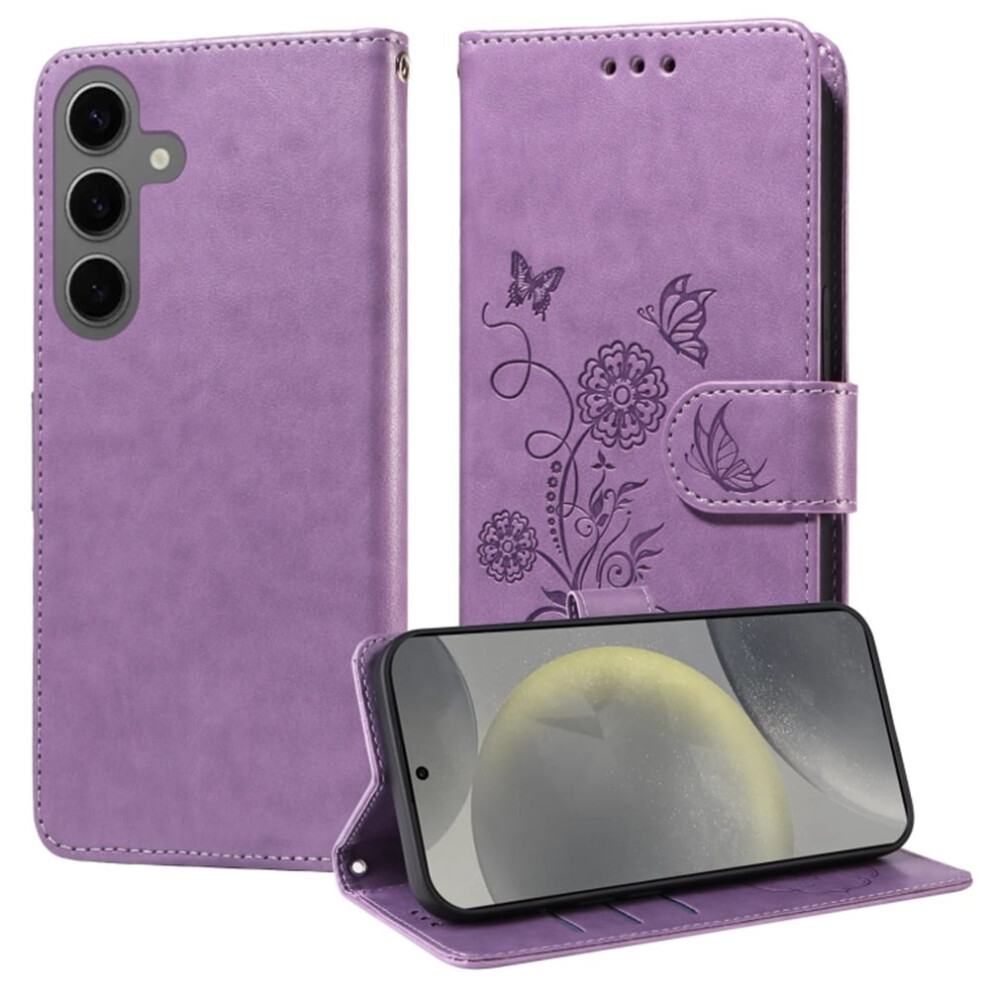 Butterfly Flower Flip Case For Samsung Galaxy S24 5G Purple 968604596353