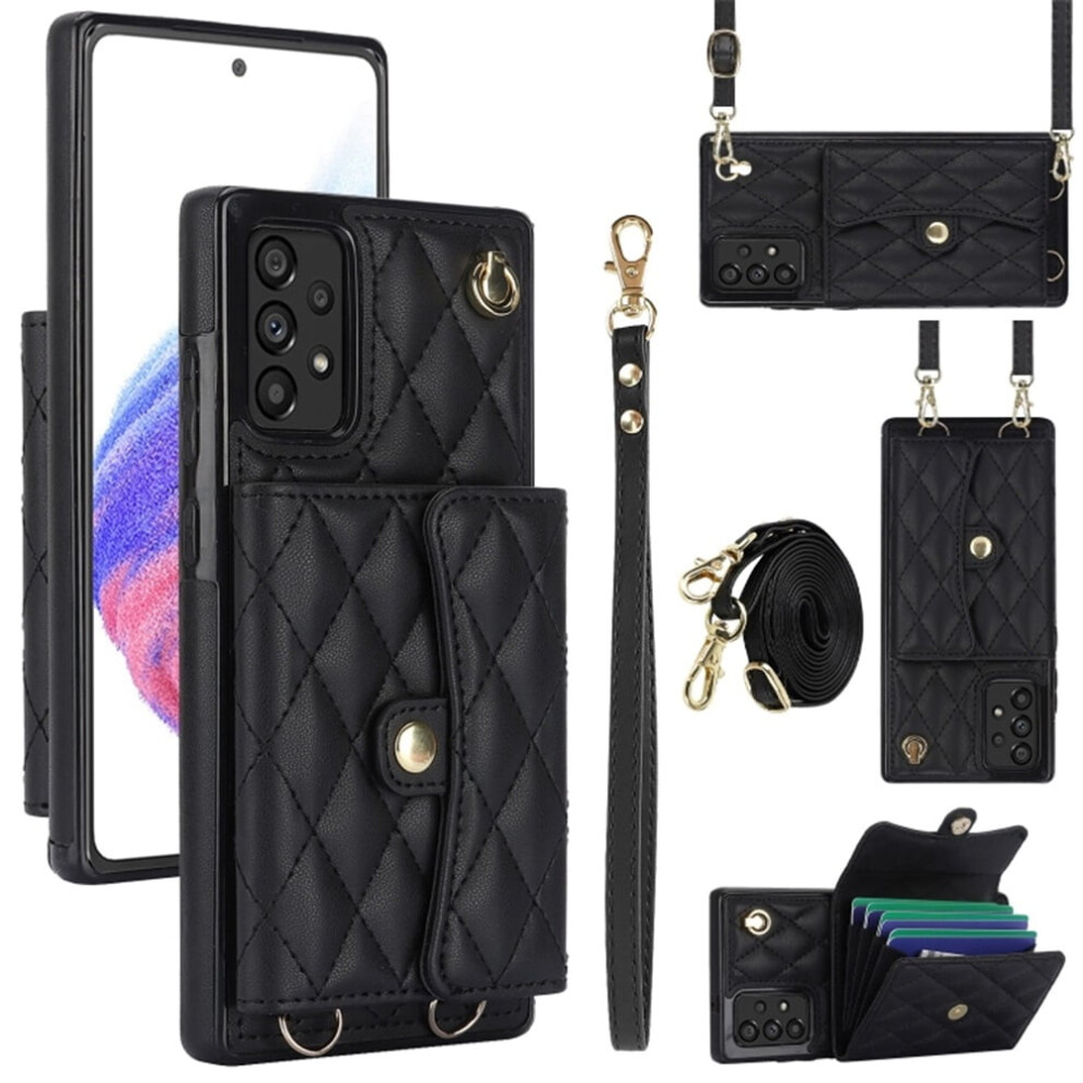 Rfid-Blocking Magnetic Flip Wallet Case For Samsung Galaxy A54 5G Â Multi-Card Slots, Detachable Shoulder & Wrist Straps, Black 9773935347007