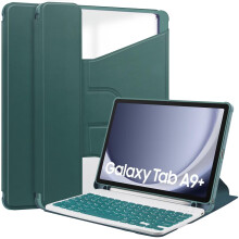 360 roterende tastaturdeksel kompatibelt med Galaxy Tab A9Plus/A9+ 5G11" (SM-X210/X216/X218), magnetisk avtakbart, tynt smartdeksel, mørkegrønn