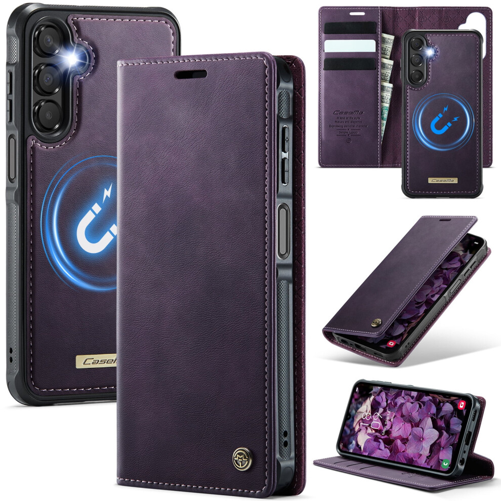 Caseme Wallet Case For Samsung Galaxy A16 6.7" Â Pu Leather, Rfid Blocking, Flip Card Holder, Stand, Shockproof, Magnetic & Detachable, Purple 9357860055666