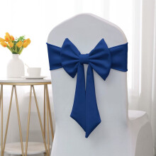 Ties-free Elastic Chair Back Bow Decor – Thickened Fabric Flower for Hotels, Weddings & Parties, Easy Install, 9.8417.72in, Dark Blue