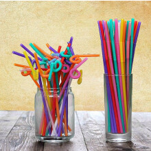 Colorful flexible drinking straws bendy disposable 200 pack