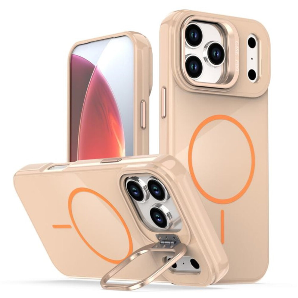 Slim Frosted Iphone 17 Pro Case W/ Magsafe, Metal Camera Ring, Kickstand & Shockproof Tpu Â Orange 9357860053648