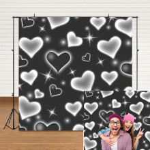 Black Heart Retro Photo Backdrop 5x3ft Polyester