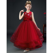 Girls' Princess Ball Gown with Floral Embroidery and Tulle