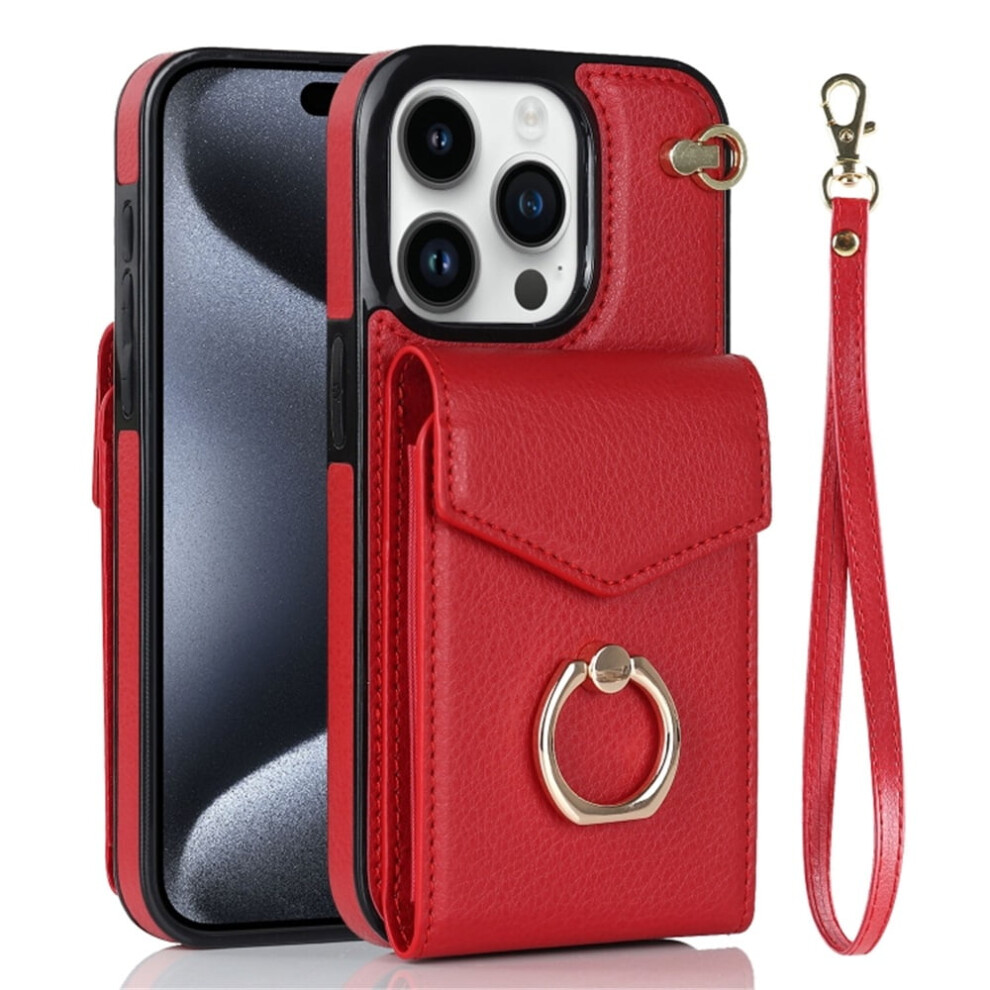 Pu Leather Wallet Case For Iphone 15 Pro Max Red 939152675821