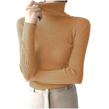 Women's Ribbed Turtleneck Sweater Long Sleeve Knitted Solid Basic Great Stretchy Slim Fit Tops