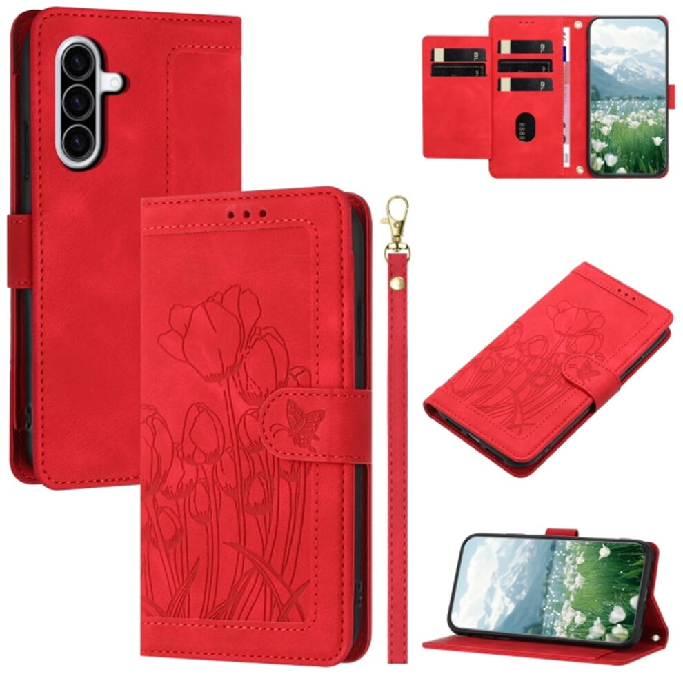 Leather Flip Wallet Case For Samsung Galaxy A36 5G Red 939152675265