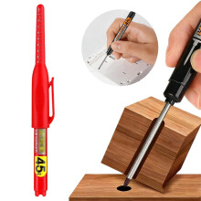 Long Head Deep Hole Marker Pen, Quick-Dry & Waterproof, Compatible with Carpentry/Construction/Woodworking – Red, 1PC