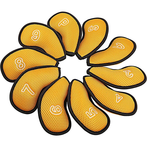 Golf Iron Covers Set Mesh Yellow 10 Pcs