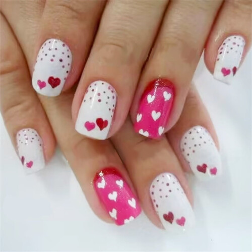Valentine's Day Press-On Nails Short Square 24 Pcs