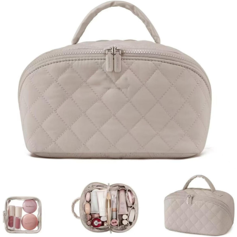 Makeup Bag for Women â 180 Lay-Flat, Large Capacity,