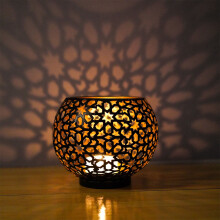 1PCS Moroccan Decorative Lamps Metal Table Lamps for Home Living Room Garden Yard Party Events Tabletop Indoor Outdoor(Brown)