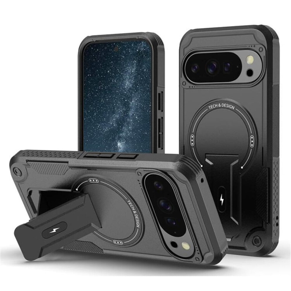 Google Pixel 9/9 Pro 6.3" Case [Compatible With Magsafe] – Military-Grade Shockproof Tpu With Invisible Stand, Black 9180479345633