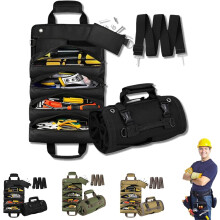 Premium Roll Up Tool Bag, Heavy Duty Portable Tool Roll Organizer with Detachable Pouches for Handyman Mechanic