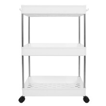 Stainless Steel Utility Cart, 3-Tier Design for Optimal Storage Efficiency in Tight Spaces (Cloud White)