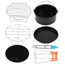 Teglia rotonda antiaderente per friggitrice ad aria, accessorio per friggitrice ad aria in materiale per uso alimentare, teglia da forno in acciaio