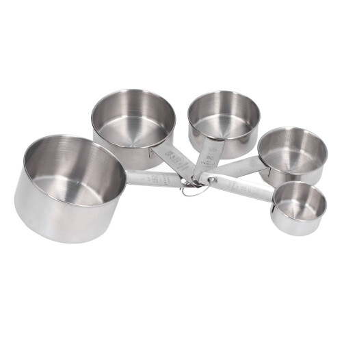 Stackable Stainless Steel Measuring Cups Set – 250ml, 125ml, 80ml, 60ml, 30ml 1