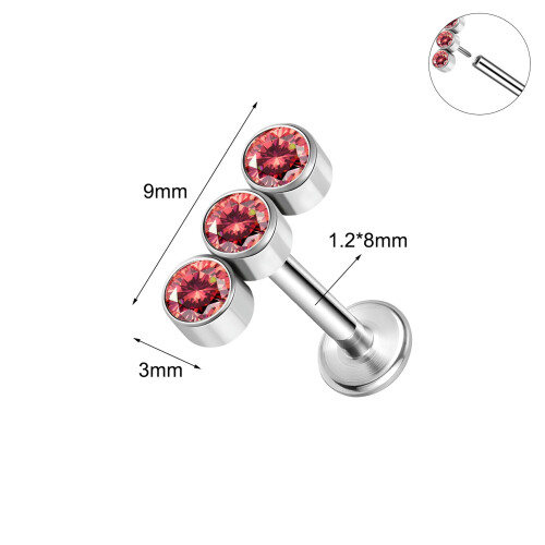 Piercing labret em aço inoxidável 16g com zircônia cúbica para tragus, estilo Medusa Monroe - 8 mm (3-5/16 polegadas) 1