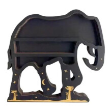 Elephant Crystal Wall Rack Wooden Wall Rack Crystal Display Storage Rack Hanging Floating Rack