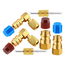 R12 auf R134A AC-Anschluss-Umrüstadapter-Kit, Schnellkupplungsventil A/C 90-Anschluss Nachrüstadapter Hoch-/Niederdruck