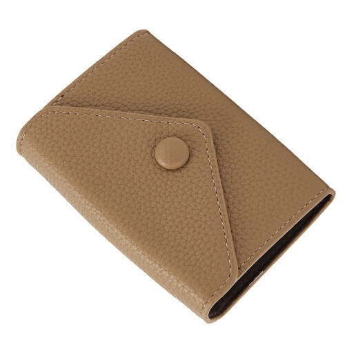 Women Khaki RFID Card Case PU Leather 11x7.5x2.8cm