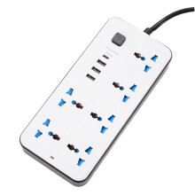 Universell Grenuttag 1,8 M Förlängningssladd med USB-C och USB-Portar Multiuttag Eluttag UK-Kontakt Vit