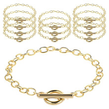 12 Stuks Kettingen Armbanden voor Het Maken van Sieraden, Ketting voor Dames, Schakelarmbanden met OT-Toggle Gesp, Goud