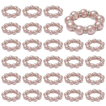 100 Pièces Ronds de Serviette en Perles Étirées Porte-Serviette en Perles Strass Porte-Serviette Boucles Anneau de Table de Dîner