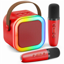 Mini machine de karaoké pour enfants et adultes, enceinte Bluetooth portable avec 2 micros sans fil, cadeau d'anniversaire pour les 4-12 ans, fête