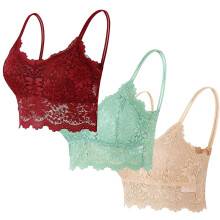 3 pezzi Bralette in pizzo per donna Bralette imbottite Reggiseno in pizzo Bralette in pizzo Lingerie in pizzo per donne e ragazze con imbottitura