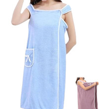 Roupão feminino de alcinha com bolso, em fleece coral macio, ideal para banho, piscina, spa e praia – secagem sem usar as mãos.