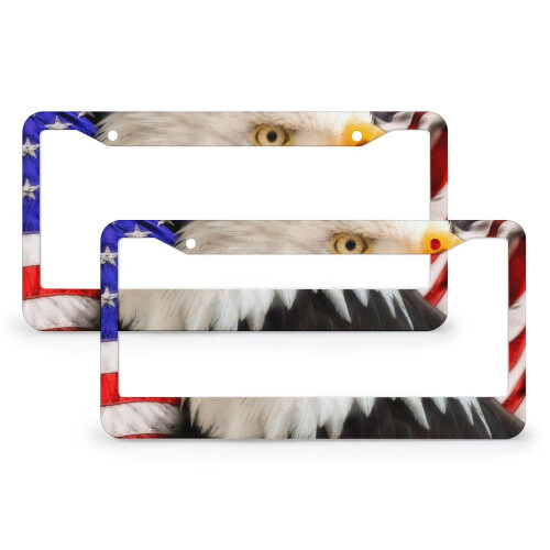 American Flag Eagle License Plate Frames Stainless Aluminum