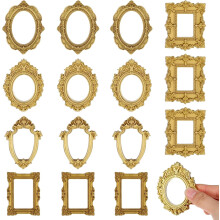 15 rame foto mini vintage – aurii baroce, ovale și dreptunghiulare, pentru agățat de perete, pentru fotografii DIY, decor de sărbători,