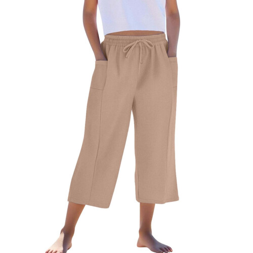 Παντελόνι Capris για Έφηβες Κορίτσια Καλοκαιρινό, Άνετο, Βαμβακερό, Λινό, Ίσιο, Φαρδύ