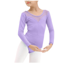 Body nero a maniche lunghe per bambine, body da ginnastica, body da danza classica per bambine, viola, 14-15 anni