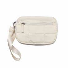 Portafoglio da polso da donna in nylon trapuntato con 3 scomparti con cerniera, adatto per telefono e carte – Compatibile con i viaggi