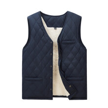 Cotton Vest V-neck Sleeveless Fleece-lined Dark Blue M