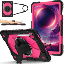 Kraftigt stødsikkert cover til kompatibel med Samsung Galaxy Tab S10FE, S9FE, S9 – Faldsikker silikone+PC, 360 roterende håndtag, skulderrem,