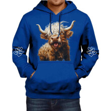 Men's Cattle Print Hooded Sweatshirt, Long Sleeve Autumn/Winter Fashion Top – Compatible with All Sizes