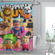 Stumble Guys dusjforheng – vanntett, hurtigmontering, 150 x 180 cm, klassisk trykk