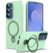 Compatibel met Samsung Galaxy S25FE5G hoesje – MagSafe-compatibel, schokbestendig volgens militaire normen, groen, met onzichtbare magnetische