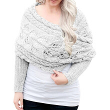 Xale/cachecol feminino de inverno, cor sólida, vazado, grosso, com mangas duplas – Moda casual para atividades ao ar livre, combina com todos os