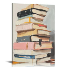 Trendy Book Posters Pink Paintings Aesthetic Book Canvas Wall Art Prints for Library Reading Room Wall Decor Bookworm Gifts 16x20 in