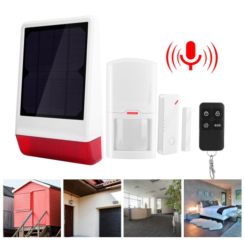 Strobe Siren Security System With Adjustable Sensitivity Motion Alarm And4Modes Long Control Distance Solar Powered Sound Light Alert 1