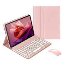 Capa com teclado e mouse compatível com Lenovo Tab P12Pro (2ª geração) 12,7" 2024 e P12 2023, teclado sem fio destacável + suporte tipo folio em