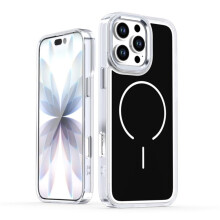 Magnetisch hoesje voor iPhone 15 Pro (6,1 inch) – MagSafe-compatibel, robuust en schokbestendig, gegalvaniseerd, tweekleurig, zwart