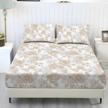 Bettwäsche-Set mit Schmetterlings- und Rosenmuster inklusive Kissenbezug, weiche und pflegeleichte Vintage-Blumenbettwäsche (Hellbeige), passend