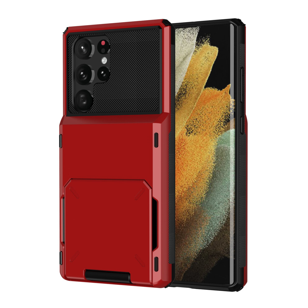 Samsung Galaxy S24 Ultra Case Â Shockproof, Dual-Layer Rugged Armor With Hidden Wallet, Id Slot & Scratch Resistance Â Red 9773935348240
